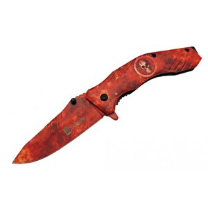 Skeleton 7000b Kamp Çakı 20 Cm - Kırmızı İskelet Desenli, Otomatik