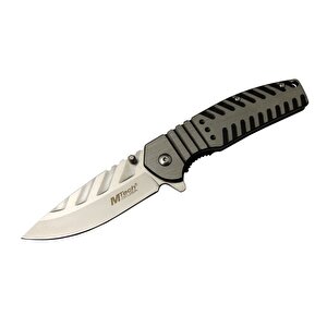 4 14 Gri Kamp Çakı 21cm - Yarı Otomatik, Kemerlikli, Metal Sap