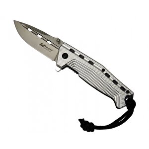 4132 Gri Kamp Çakı 19,5cm- Yarı Otomatik, Oluklu, İpli, Kemerlikli