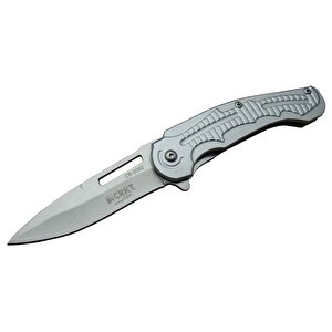 Crkt Cr 0062 Gri Oluklu Kamp Çakı 17,5 Cm - Otomatik, Kılıflı, Kutulu