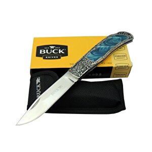 Buck Knives Bk-009bl Mavi Kamp Çakı 23 Cm - Sedef & Metal Saplı, Kılıflı, Kutulu