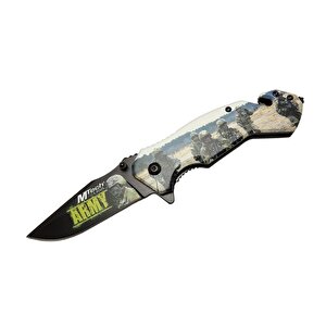 4 23 3 Army Kurtarma / Kamp Çakı 20cm - Yarı Otomatik, Kemerlikli, Cam Kırma Ve İp Kesme Aparatlı