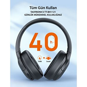 40 Mm Sürücülü Kafaüstü Bluetooth Kulaklık 20 Saat Müzik Bt 5.3 Siyah Tdrtr