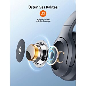 40 Mm Sürücülü Kafaüstü Bluetooth Kulaklık 20 Saat Müzik Bt 5.3 Siyah Tdrtr