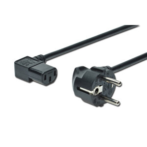 Güç Kablosu, Cee 7/7 (typ-f) - C13, 90ø Açılı, Erkek / Dişi,  1.8 Metre, H05vv-f3g 0.75qmm, Siyah Renk&lt;br&gt;power Cord, Cee 7/