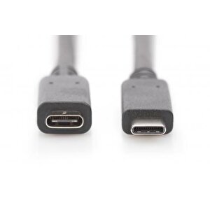 Digitus Usb Tip C Gen2 Uzatma Kablosu, Tip-c Erkek  Tip-c Dişi, 0.7 Metre, Gen2, 5a, 10gb, 3.1 Versiyon, Siyah Renk Digitus Usb Ty