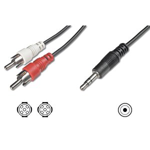 Digitus Audio Kablosu, 1 X Stereo 3,5 Mm Erkek  2 X Rca Erkek, 1.50 Metre, Ccs, 2x0.10/10, Zırhlı, Siyah Renk
Digitus Audio Adapter Cable, Stereo 3.5mm - 2 X Rca 1.50 Metre, Ccs,  2x0.10/10, Shielded, M/m, Black