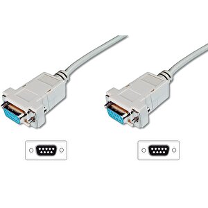 Digitus Modem Bağlantı Kablosu, D-sub9 Dişi - D-sub9 Dişi, 3 Metre, Vidalı, Bej Renk Digitus Zero-modem Connection Cable, D-sub9 F