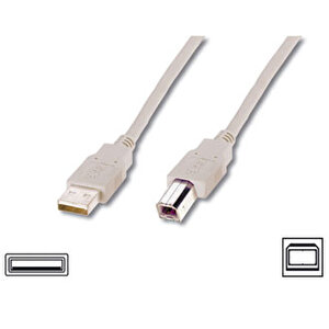 Usb 2.0 Bağlantı Kablosu, Usb A Erkek - Usb B Erkek, 5 Metre, Awg 28, Usb 2.0 Uyumlu, Ul, Bej Renk