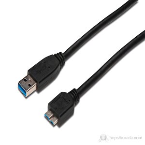 Usb 3.0 Bağlantı Kablosu, Usb A Erkek - Usb Micro B Erkek, 1 Metre, Awg 28, Usb 3.0 Uyumlu, Ul, Siyah Renk Tdrtr