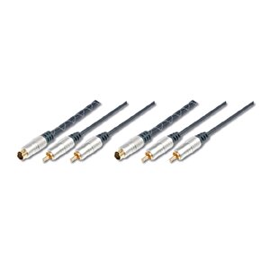 Ev Sinema Sistemleri İçin Yüksek Kalite Audio Kablosu, 4 Pin S-vhs Erkek, 2 X Rca (cinch) Erkek  4 Pin S-vhs Erkek, 2 X Rca (cinch) Erkek, Ferrite Filtreli, 1.50 Metre