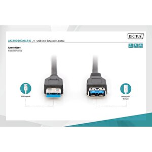 Usb 3.0 Uzatma Kablosu, Usb A Erkek - Usb A Dişi, 1.8 Metre, Awg 28, 2x Zırhlı, Ul, Siyah Tdrtr