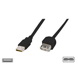 Usb 2.0 Uzatma Kablosu, Usb A Erkek - Usb A Dişi, 1.80 Metre, Awg 28, Usb 2.0 Uyumlu, Ul, Siyah Renk