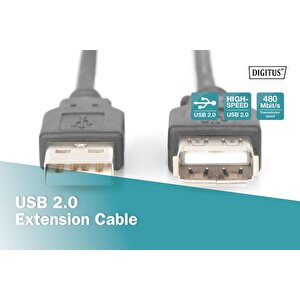Usb 2.0 Uzatma Kablosu, Usb A Erkek - Usb A Dişi, 1.80 Metre, Awg 28, Usb 2.0 Uyumlu, Ul, Siyah Renk Tdrtr