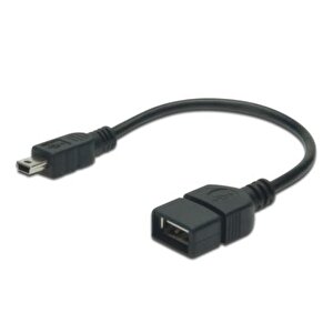 Usb On-the-go (otg) Kablosu, 0,20 Metre, Awg 28, Usb A, Dişi - Mini Usb B, 5-pin, Erkek