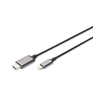 Digitus Usb-c  Hdmi Görüntü Adaptör Kablosu, Uhd 4k/30hz, 1.8 Metre, Siyah Renk, Metal Gövde Digitus Usb-c  Hdmi Video Adapter Cab