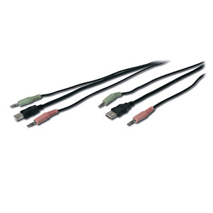 Kvm Switch Için Ses + Usb Kablo Seti, 2 X 3,5 Mm Erkek; Usb A Erkek  2 X 3,5 Mm Erkek; Usb B Erkek, Siyah Renk, 1,80 Metre Tdrtr