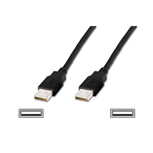 Usb 2.0 Bağlantı Kablosu, Usb A Erkek - Usb A Erkek, 1 Metre, Awg 28, Usb 2.0 Uyumlu, Ul, Siyah Renk Tdrtr