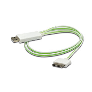 Digitus Senkronizasyon Ve Şarj Için Flux Connect Işıklı Kablo, Apple Dock Erkek &lt;-&gt; Usb A Erkek 0.90 Metre, Awg28, Beyaz Ren