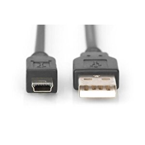 Usb 2.0 Bağlantı Kablosu, Usb A Erkek - Usb Mini B (5 Pin) Erkek, 3 Metre, Awg 28, Usb 2.0 Uyumlu, Ul, Siyah Renk Tdrtr
