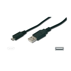 Usb 2.0 Bağlantı Kablosu, Usb A Erkek - Micro Usb B Erkek, 1.80 Metre, Awg 28, Ul, Siyah Renk Tdrtr