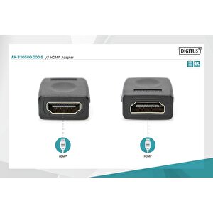 Digitus Hdmi Adaptör, Hdmi A (19 Pin) Dişi - Hdmi A (19 Pin) Dişi, Ultra Hd 60p, Siyah Renk Digitus Hdmi Adapter, Type A F/f, Ultr