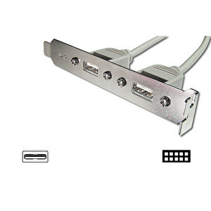 Anakarttaki Usb 2.0 Portları (internal) Slot Bracket&#039;e (external) Taşıyan Kablo, 2 X Usb A Dişi &lt;-&gt; 2 X 5 Pin Idc Dişi,