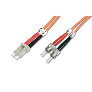 Digitus Lc-st Fiber Optik Patch Kablo, Multimode, Duplex, Om2 50/125, 1 Metre  Digitus Fiber Optik Patch Cord, Duplex, Lc To St Mm