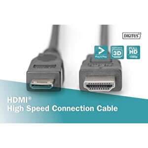 Hdmi Highspeed Bağlantı Kablosu (hdmi 1.3), 1080p, Hdmi Tip C  (mini) Erkek - Hdmi Tip A Erkek, 3 Metre, Cu, Awg30, 2 X Zırhlı, Ul