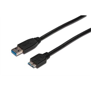 Usb 3.0 Bağlantı Kablosu, Usb A Erkek - Usb Micro B Erkek, 1.8 Metre, Awg 28, Usb 3.0 Uyumlu, Ul, Siyah Renk Tdrtr