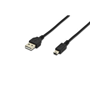 Usb 2.0 Bağlantı Kablosu, Usb A Erkek - Usb Mini B (5 Pin) Erkek, 1.8 Metre, Usb 2.0 Uyumlu, Ul, Siyah Renk Tdrtr