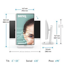 27'' Ips 2k Qhd Usb-c Usb-a Hdmi Dp Daisy Chain Pivot Eye Care Beyaz Mon