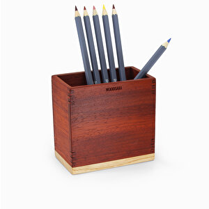 Kalem Kutusu - Paduk Ve Akça Ağaçlarından - 101mm X 60mm X 102mm - Woodsaka