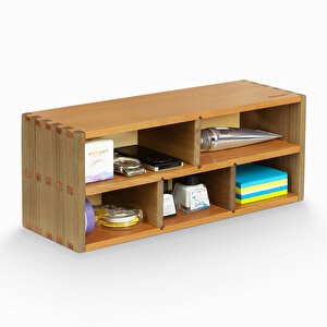 İki Katlı Açık Raf - Bölümlü - 340mm X 130mm X 120mm - Woodsaka