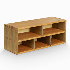 İki Katlı Açık Raf - Bölümlü - 340mm X 130mm X 120mm - Woodsaka