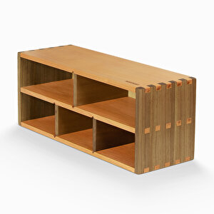 İki Katlı Açık Raf - Bölümlü - 340mm X 130mm X 120mm - Woodsaka