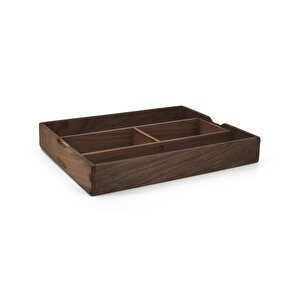 Yoi Ayarlanabilir Masaüstü Organizer & Aksesuar Kutusu - Ceviz Ağacından - 262mm X 202mm X 40mm - Woodsaka