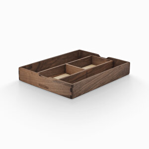 Woodsaka Yoi Ayarlanabilir Masaüstü Organizer & Aksesuar Kutusu - Ceviz Ağacından - 262mm X 202mm X 40mm - Woodsaka