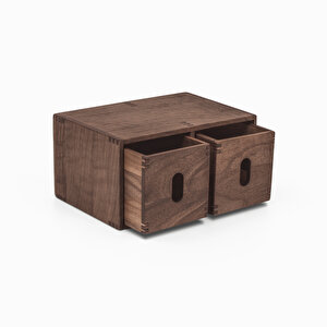 Sate - Çok Amaçlı İki Çekmeceli Dolap & Kalem Kutusu - 182mm X 95mm X 116mm - Woodsaka