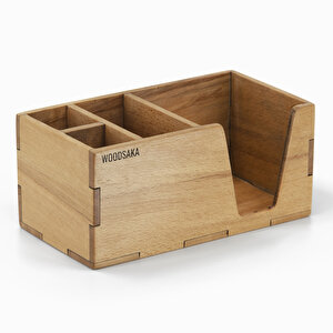 Kayın Masaüstü Organizer - 180mm X 96mm X 83mm - Woodsaka