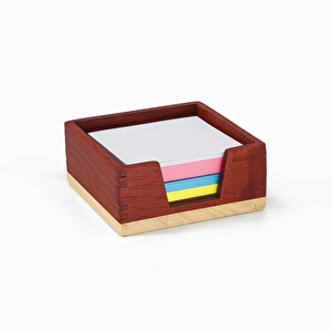 Not Kağıdı Kutusu - Paduk Ve Akça Ağaçlarından - 95mm X 95mm X 45mm - Woodsaka