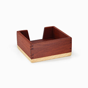 Not Kağıdı Kutusu - Paduk Ve Akça Ağaçlarından - 95mm X 95mm X 45mm - Woodsaka