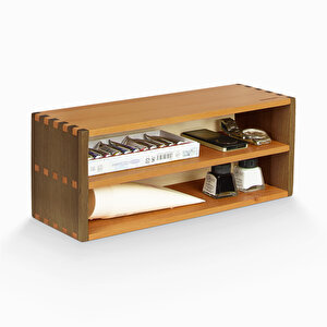 İki Katlı Açık Raf - 340mm X 130mm X 120mm - Woodsaka