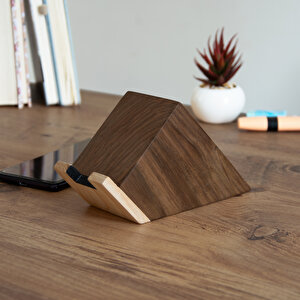 Blok Telefon Standı - Ceviz Ve Akça - 126mm X 75mm - Woodsaka