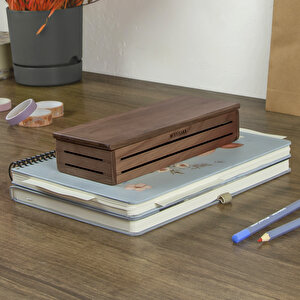 3line Horizontal Pen Holder With Cover – Walnut
