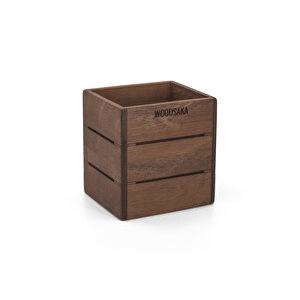 3line Ahşap Kalem Kutusu - Ceviz - 88mm X 75mm X 87mm - Woodsaka