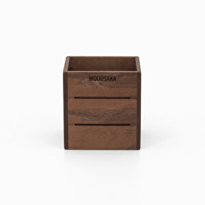 3line Ahşap Kalem Kutusu - Ceviz - 88mm X 75mm X 87mm - Woodsaka