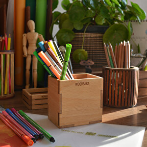 Kayın Kalem Kutusu - 92mmx 65mm X 90mm - Woodsaka
