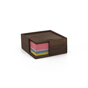 Küp Not Kağıdı Kutusu - Ceviz - 95mm X 95mm X 45mm - Woodsaka