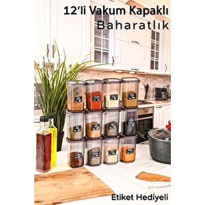 12 Adet 450 Ml Sızdırmaz Kapak Antrasit Baharatlık Saklama Kabı I Etiket Hediyeli Mit1135 Antrasit - Antrasit